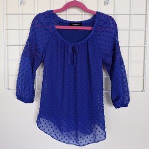 Amy Byer Girls Crush Knubby Woven Sheer Shirt